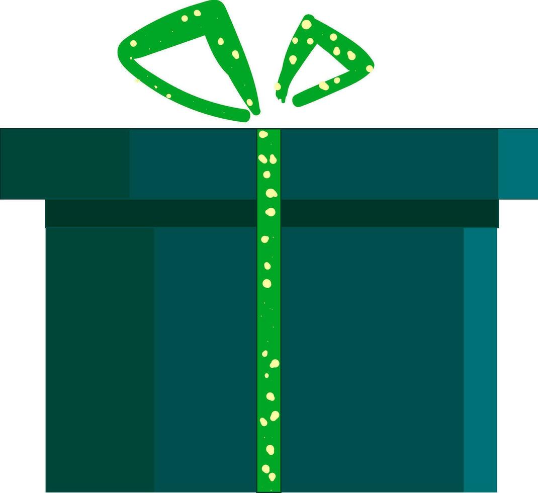 en blå närvarande låda med grön polka punkt designad band bunden med band och toppade med dekorativ rosett Arbetar framförallt väl för gåvor vektor Färg teckning eller illustration