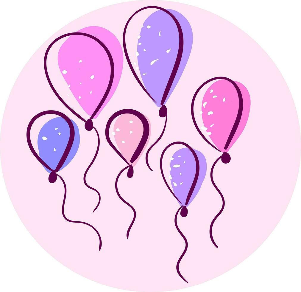 ClipArt av färgrik flytande ballonger i bubbelform ljus rosa Färg bakgrund vektor Färg teckning eller illustration