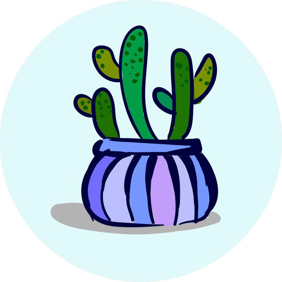 entdeckt Kaktus Busch im ein schön entworfen Blume Topf Vektor Farbe Zeichnung oder Illustration