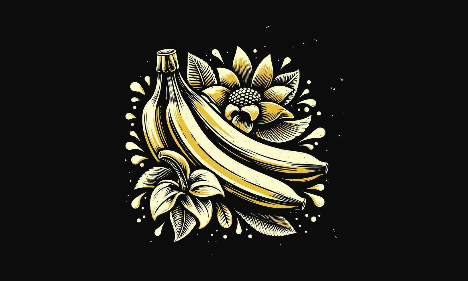 Banane Gelb Jahrgang Vektor Illustration eben Design