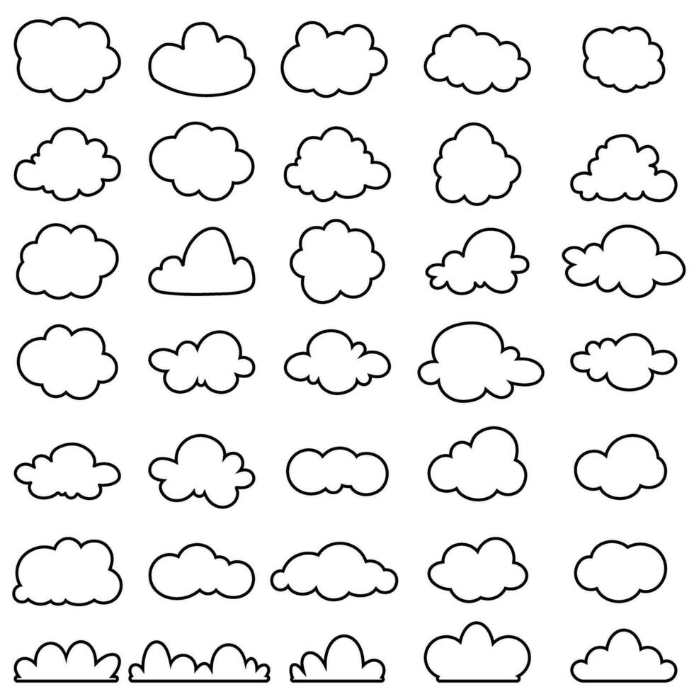 Spielzeug Wolke Symbol Vektor Satz. Baby Wolken Illustration Zeichen Sammlung. Wolke Symbol oder Logo.