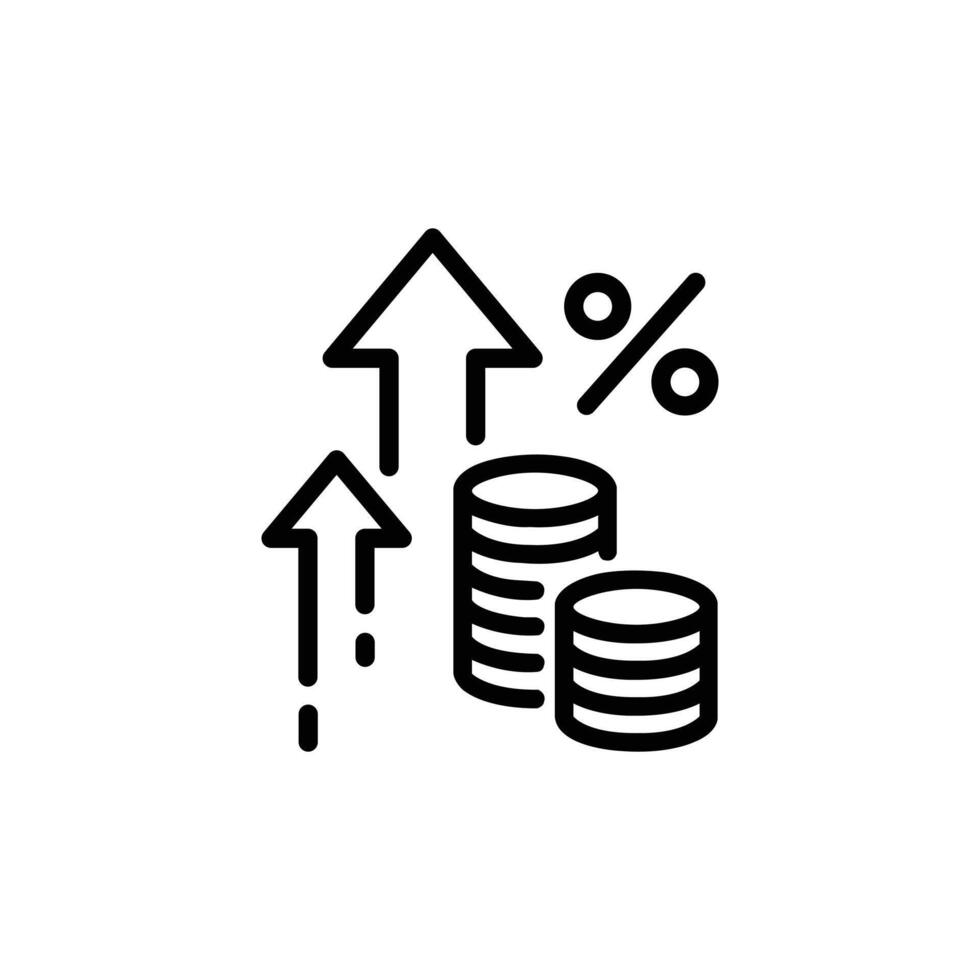 eps10 schwarz Inflation Linie Kunst Symbol isoliert auf Weiß Hintergrund. Geld MwSt Bewertung unterzeichnen. finanziell Interesse Symbol. Qualität Design Element. linear Stil Inflation Symbol. editierbar Schlaganfall. Vektor