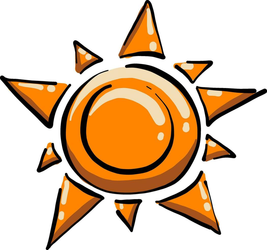 Orange Sonne, Illustration, Vektor auf Weiß Hintergrund
