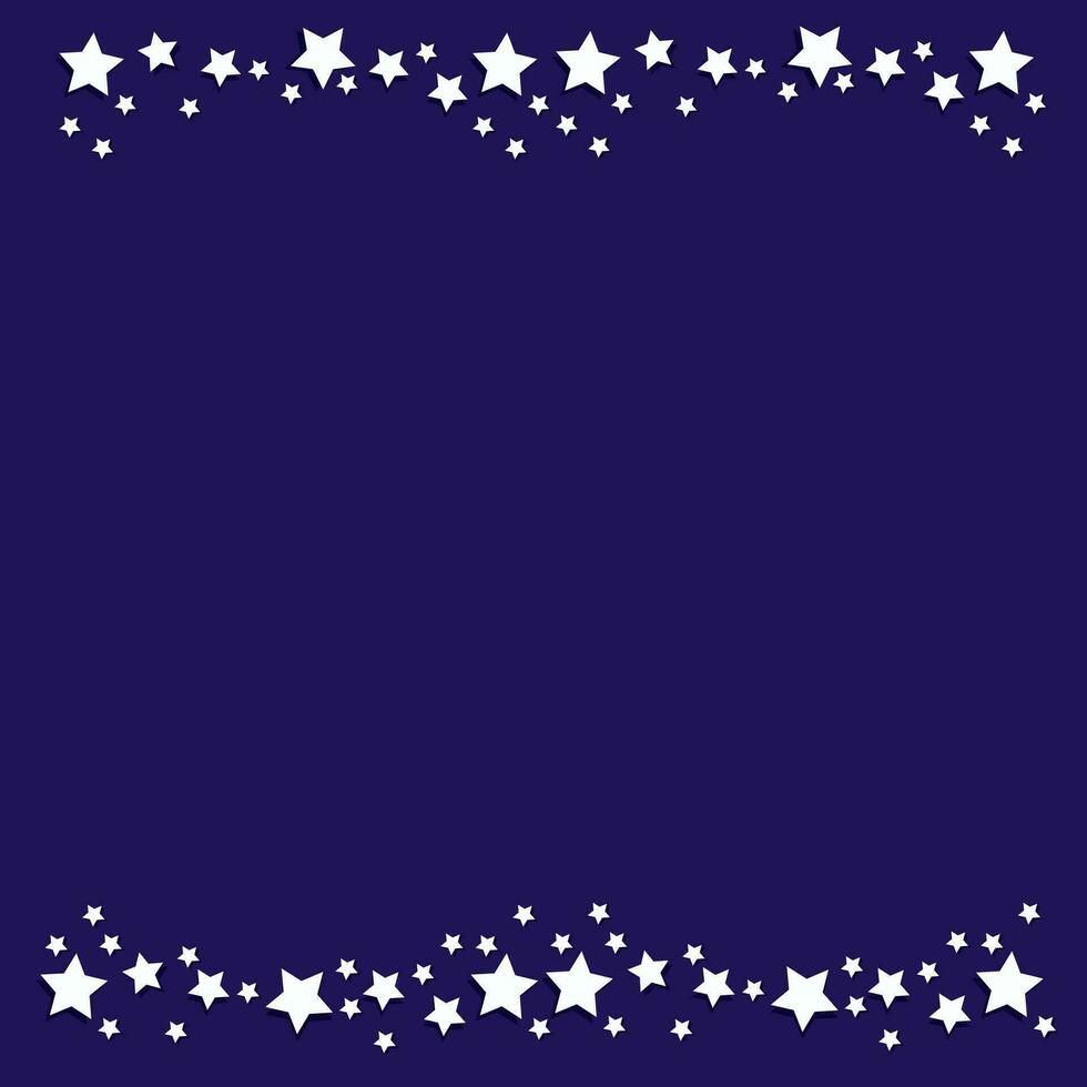 Vektor Platz festlich dunkel Blau Hintergrund - - Banner mit ein Rahmen mit ein Streifen von Weiß volumetrisch Sterne beim das Unterseite und oben und ein Platz zum Text