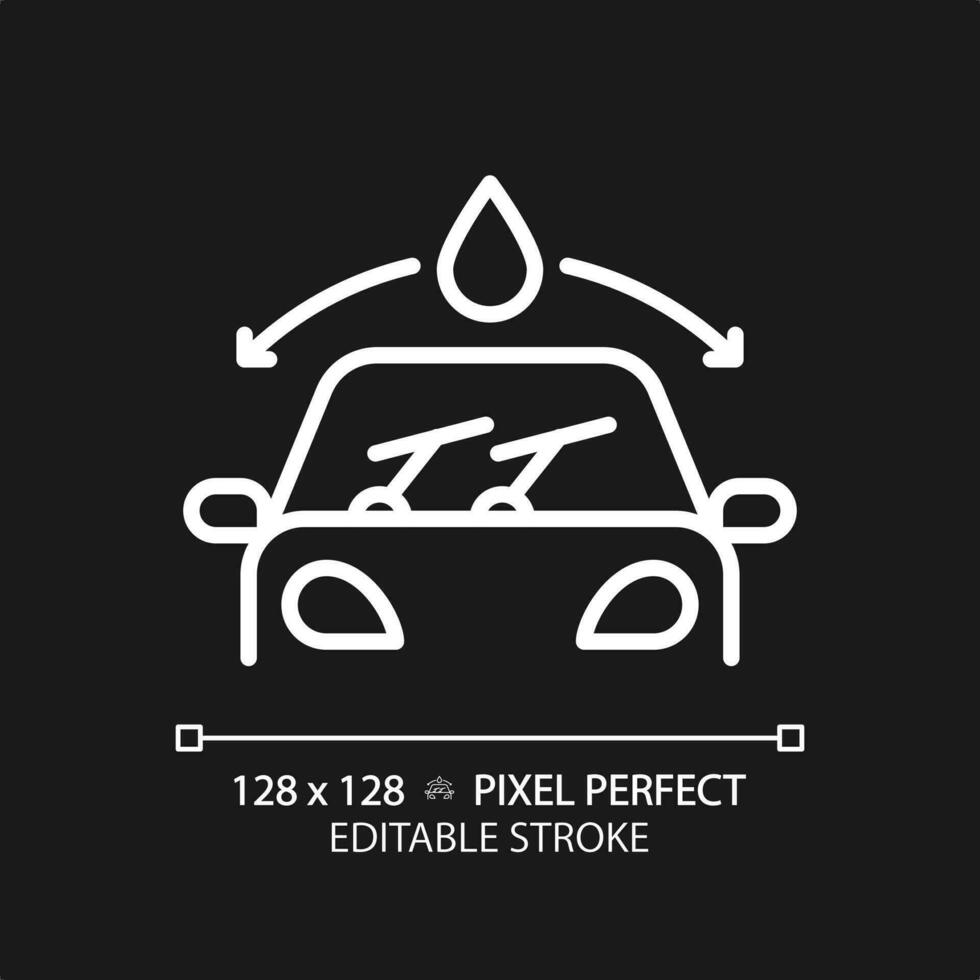 2d pixel perfekt redigerbar vit bil vindskydd ikon, isolerat vektor, tunn linje enkel illustration representerar bil service och reparera. vektor