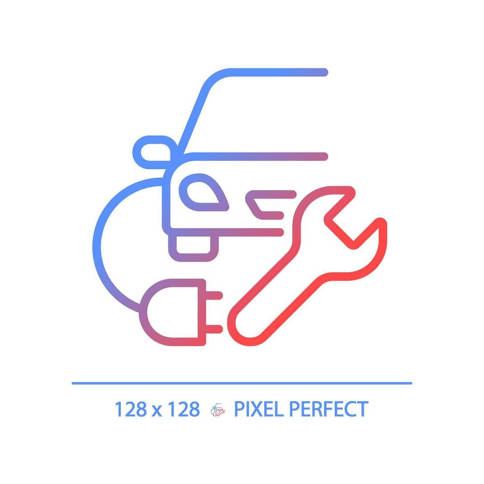 2d Pixel perfekt Gradient elektrisch Auto Laden Symbol, isoliert Vektor, dünn Linie Illustration Darstellen Auto Bedienung und Reparatur. vektor