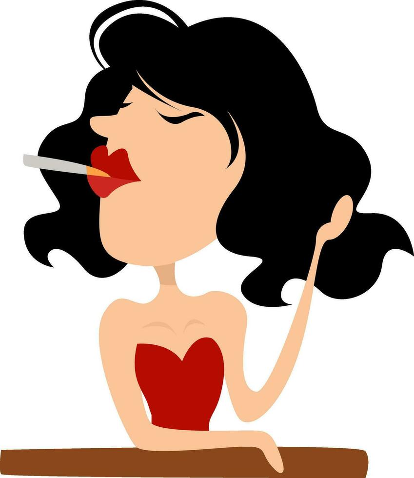 kvinna med en röd läppstift, illustration, vektor på vit bakgrund