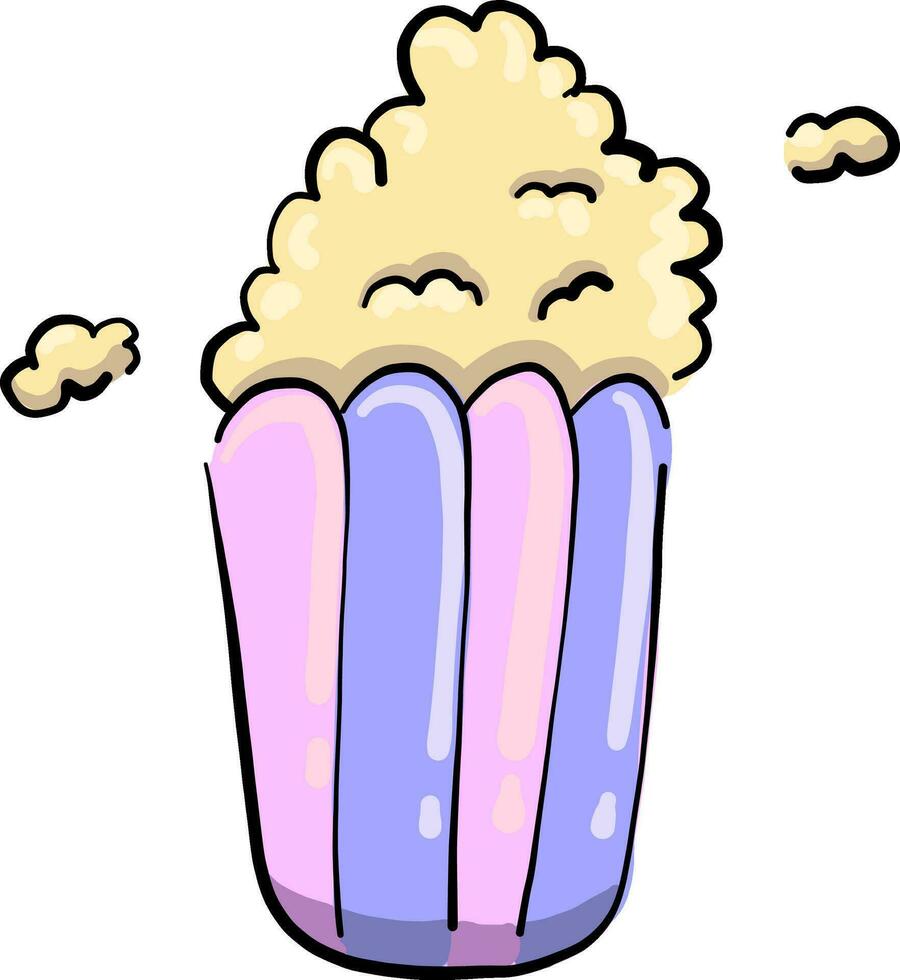 köstlich Popcorn, Illustration, Vektor auf Weiß Hintergrund