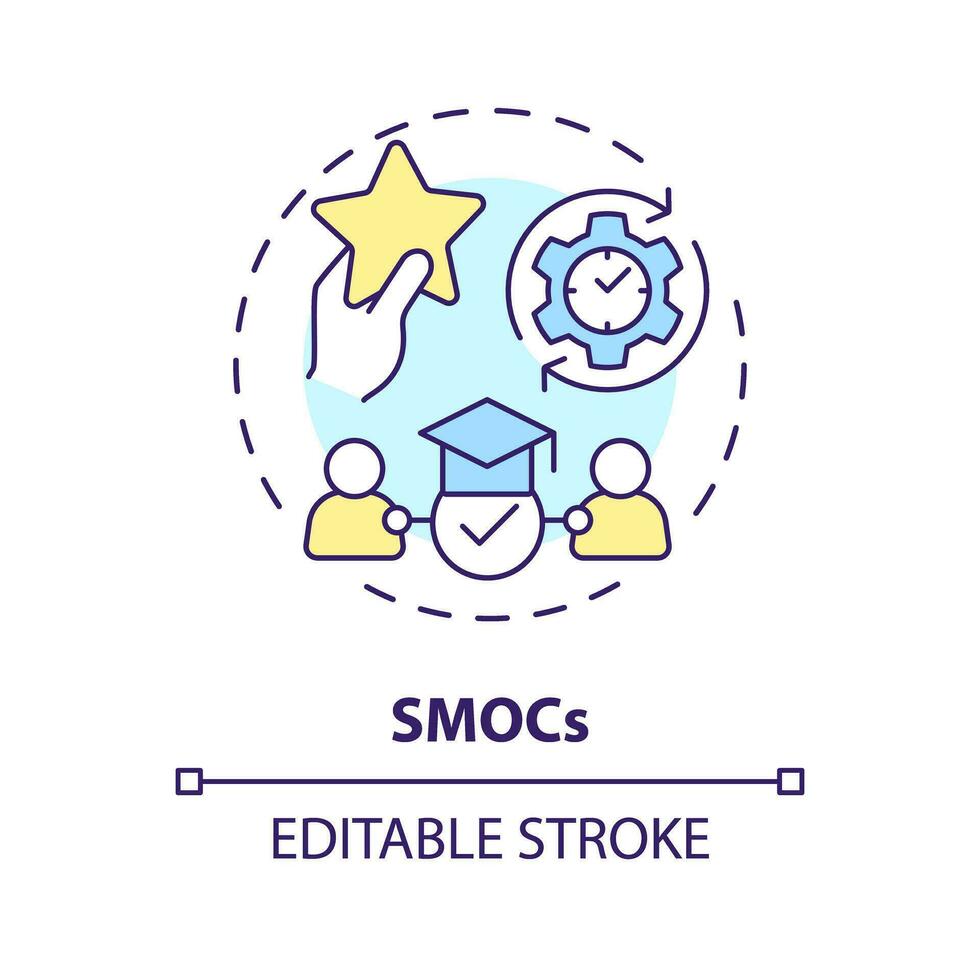 2d editierbar Mehrfarbig Symbol smocs Konzept, einfach isoliert Vektor, mooc dünn Linie Illustration. vektor