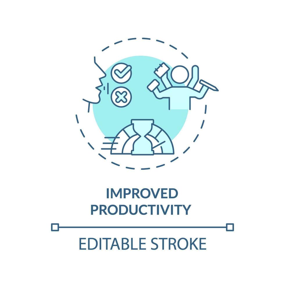2d redigerbar förbättrad produktivitet tunn linje blå ikon begrepp, isolerat vektor, illustration representerar röst assistent. vektor