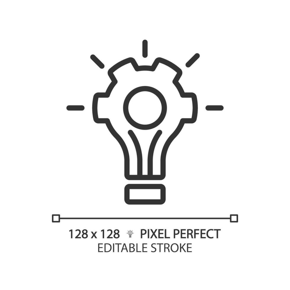 2d pixel perfekt redigerbar svart problem lösning ikon, isolerat vektor, tunn linje illustration representerar mjuk Kompetens. vektor