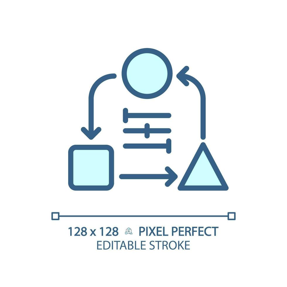 2d Pixel perfekt editierbar Blau Anpassungsfähigkeit Symbol, isoliert Vektor, dünn Linie Illustration Darstellen Sanft Fähigkeiten. vektor