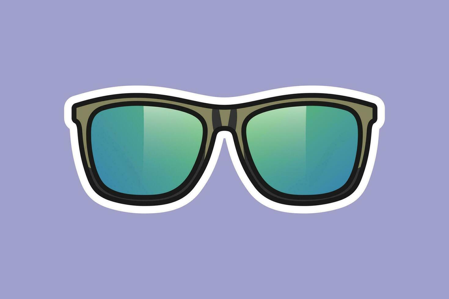 Sommer- glänzend Sonne Brille Aufkleber Vektor Illustration. Sommer- Brille Objekt Symbol Konzept. Sommer- Mode Brille Aufkleber Design Logo mit Schatten.