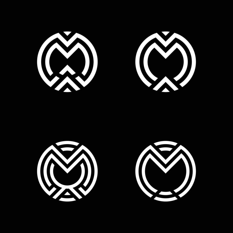 monogram första bokstaven mm cirkel enkel elegant minimalistisk lyx unik unik vintage vintage hipster logotyp design vektor