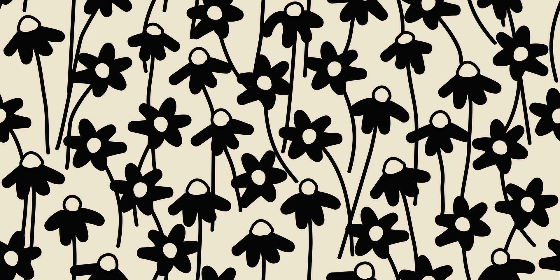 Blume nahtlos Hintergrund. minimalistisch abstrakt Blumen- Muster. modern drucken im schwarz und Weiß Hintergrund. Ideal zum Textil- Design, Hintergrund, Abdeckungen, Karten, Einladungen und Plakate. vektor