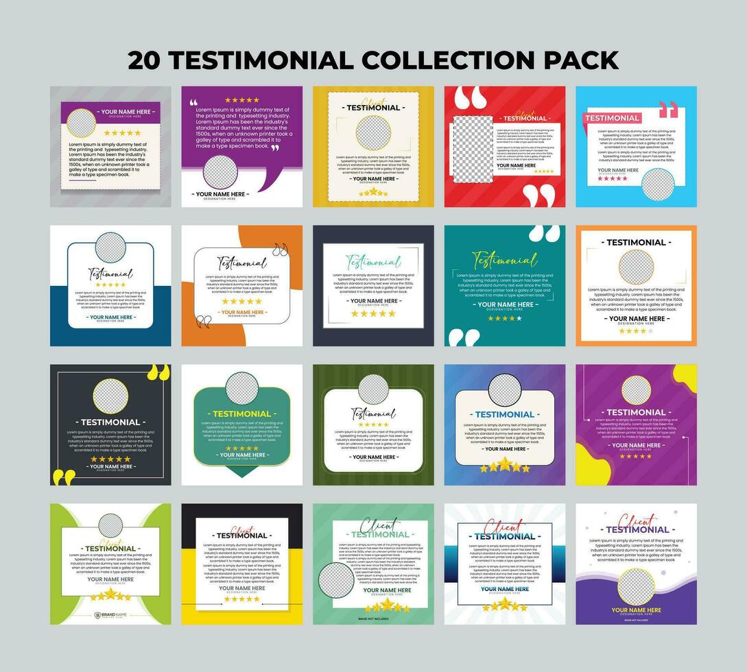 Sammlung Pack von Zeugnis oder Klient Rezension Vektor Design Vorlage