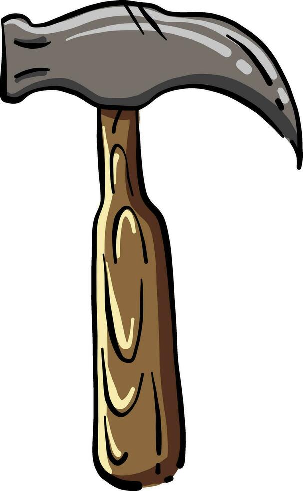 Hammer mit hölzern handhaben, Illustration, Vektor auf Weiß Hintergrund