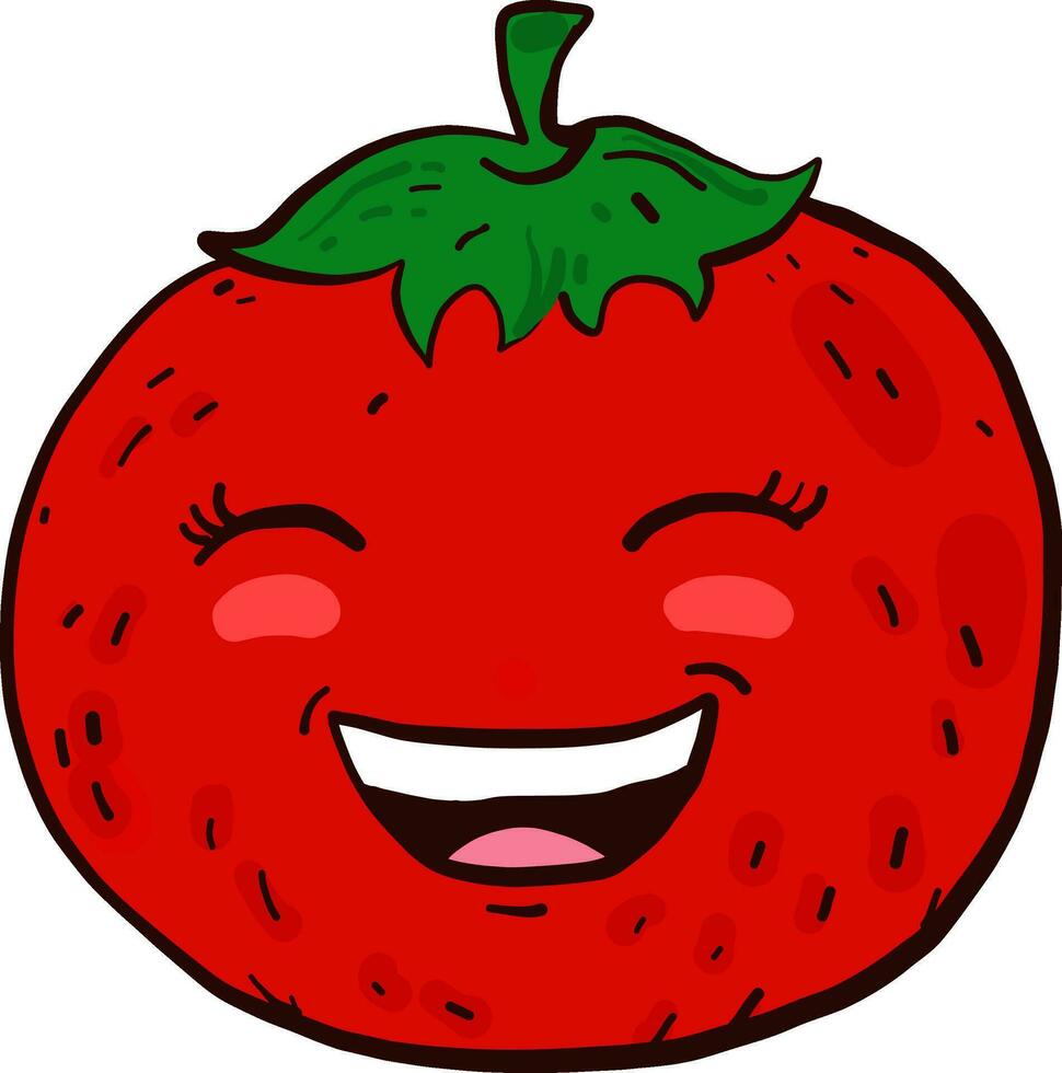 Lycklig tomat, illustration, vektor på vit bakgrund