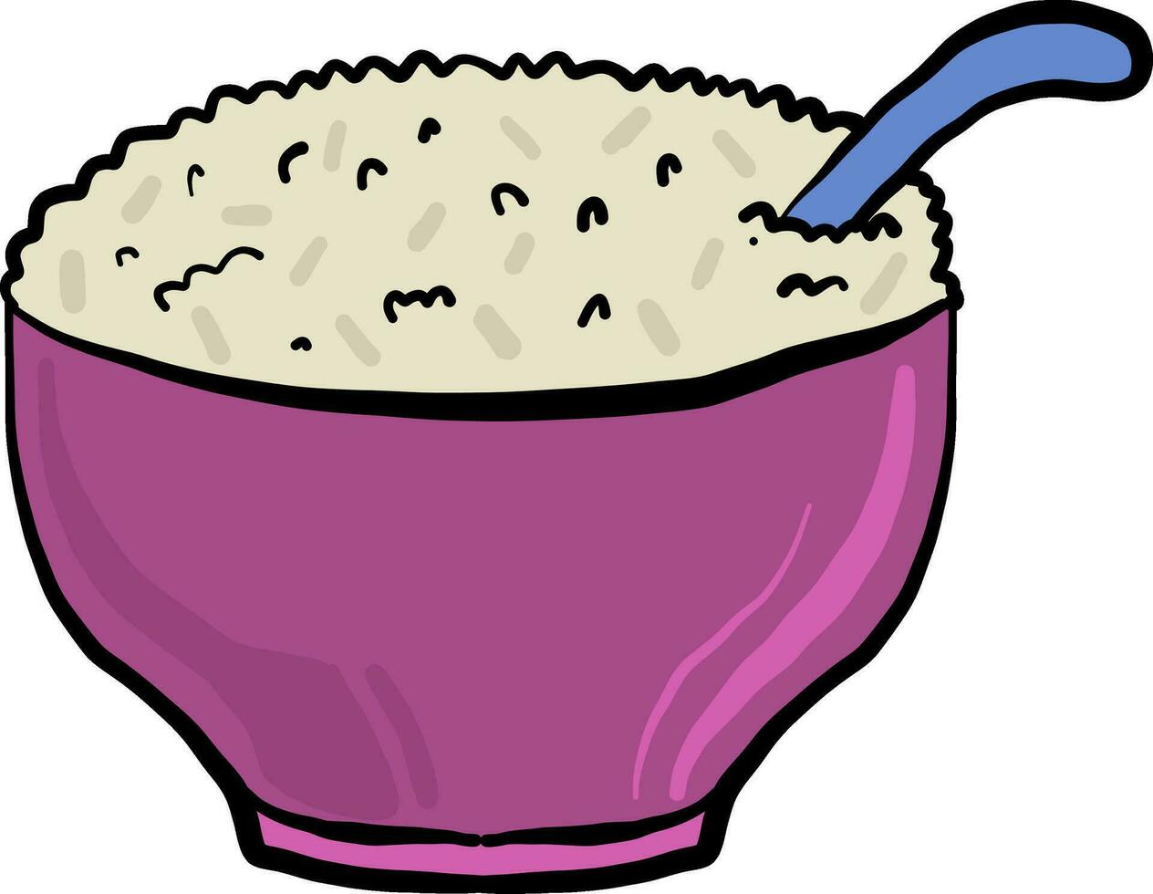ris i en rosa skål, illustration, vektor på vit bakgrund