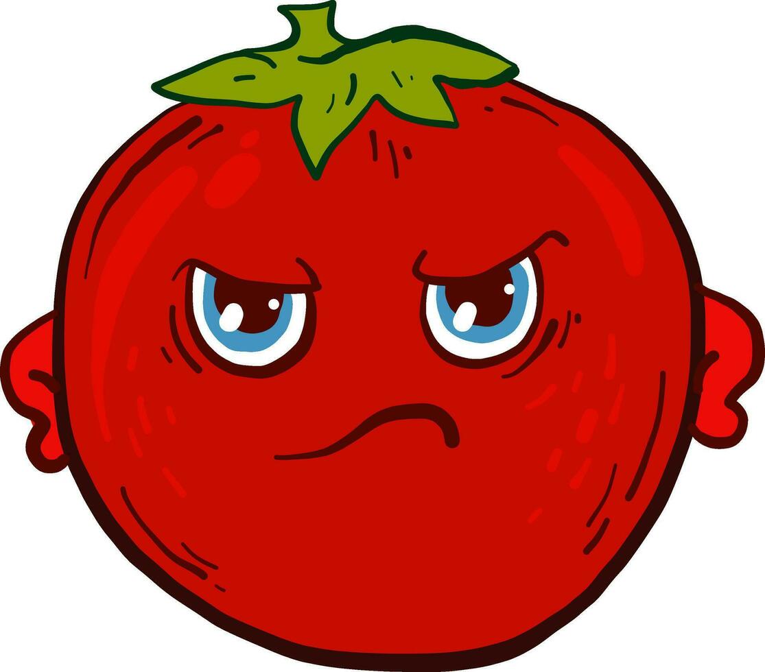 wütend Tomate, Illustration, Vektor auf Weiß Hintergrund
