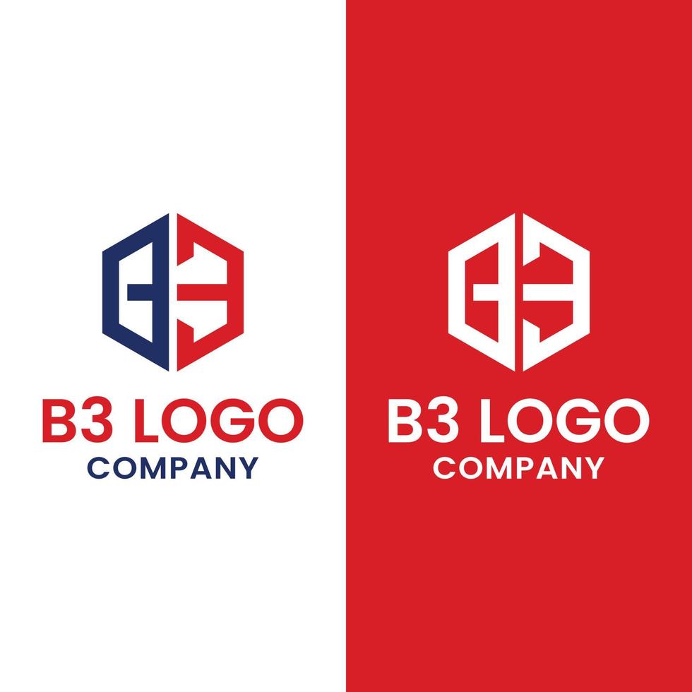 Monogramm-Buchstabe-Initiale b3 Sechseck-Logo-Design-Vorlage vektor