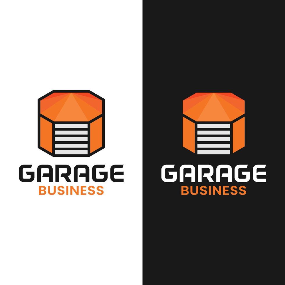 orange Garage in achteckiger Logo-Design-Vorlage vektor
