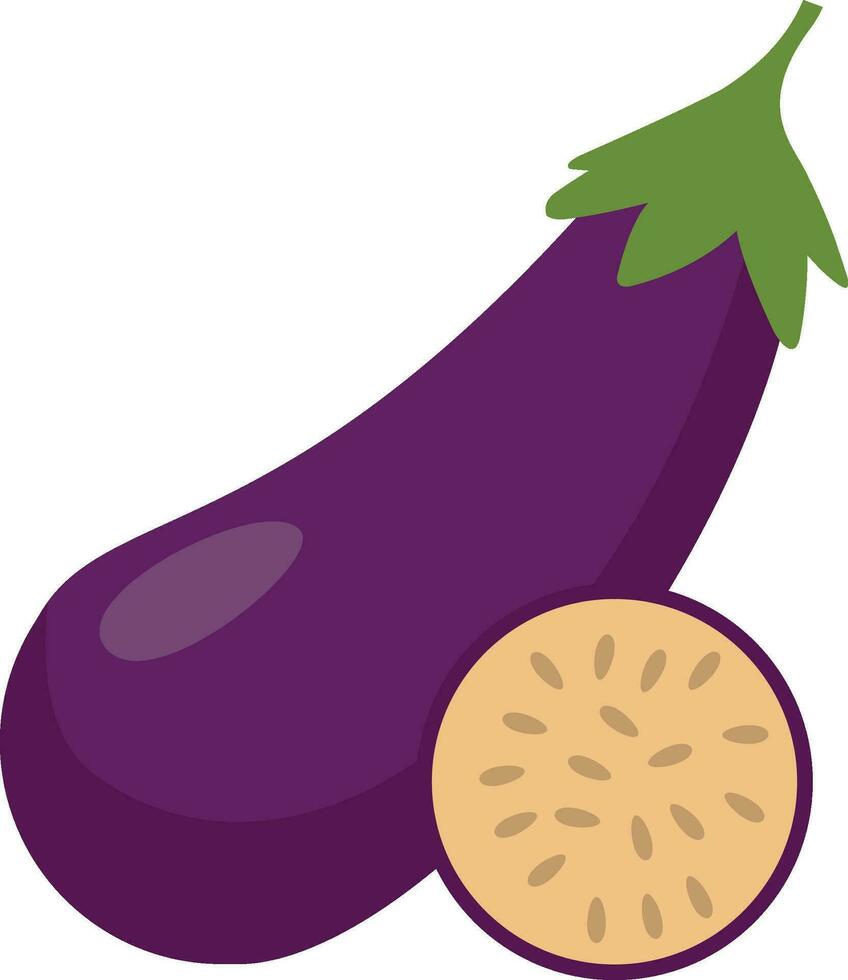 Aubergine mit Scheiben eben Vektor Illustration Logo Symbol Clip Art