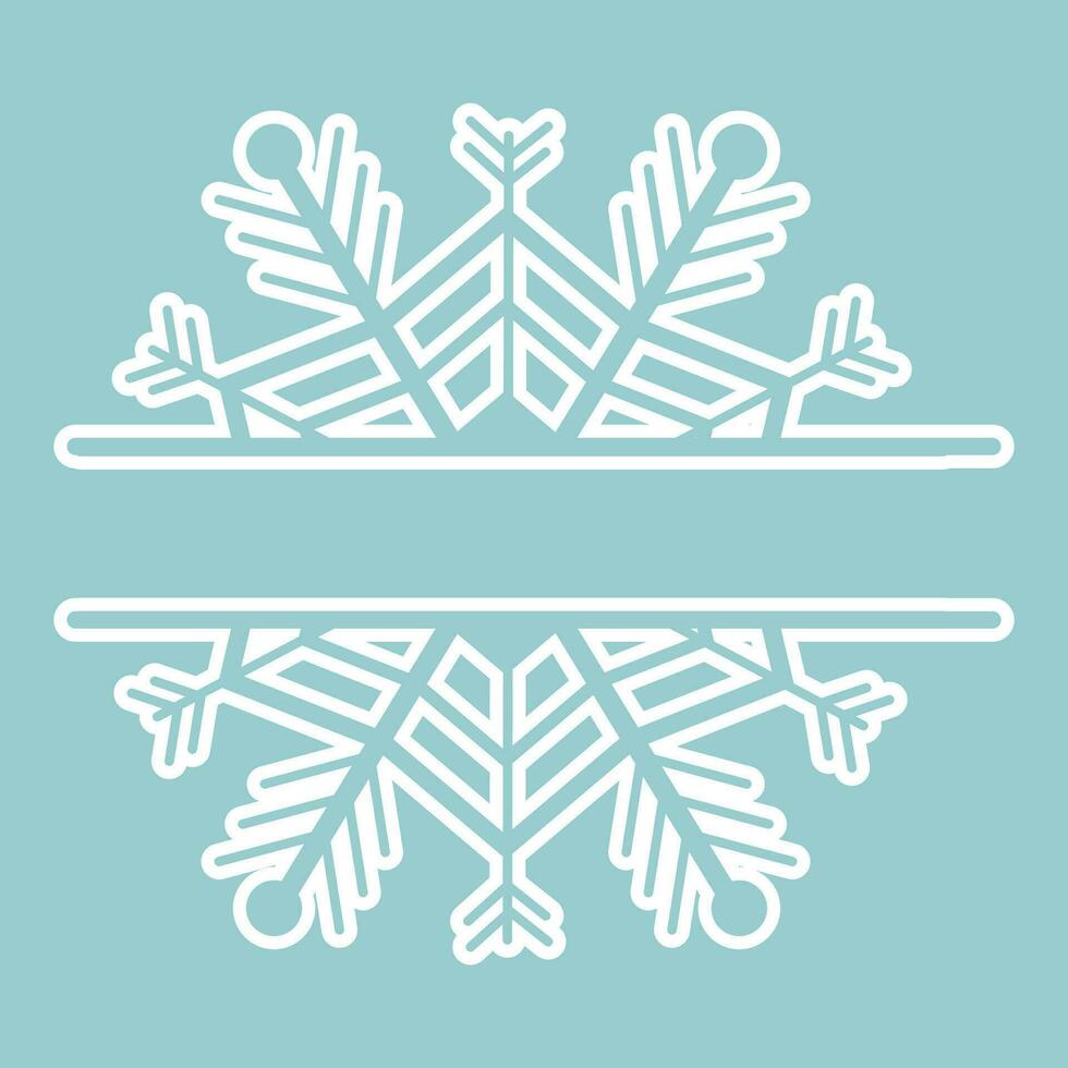 dekoration snöflinga ram, monogram för text, Skära ut, linje isolerat på bakgrund. jul högtider, vinter- symbol, hälsning. . vektor illustration