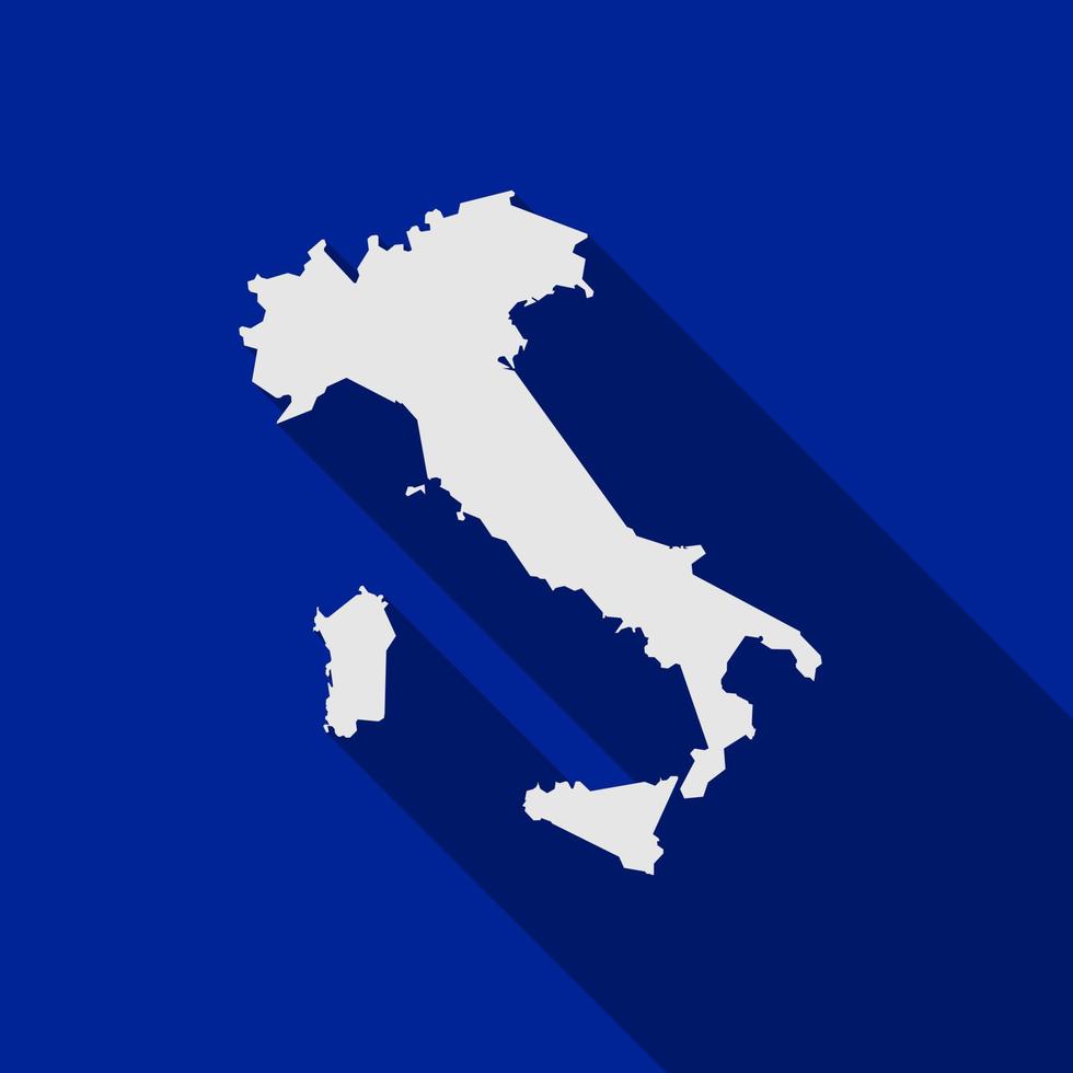 Karte von Italien auf blauem Hintergrund mit langem Schatten vektor