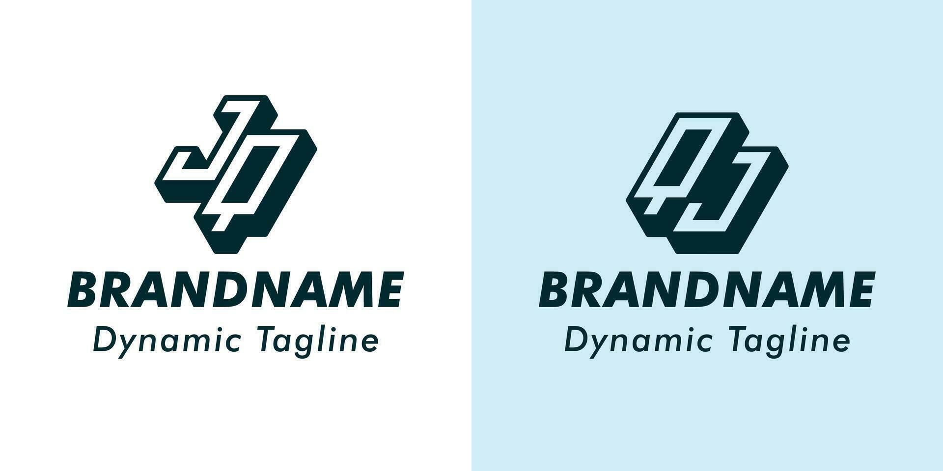 brev jq och qj 3d monogram logotyp. lämplig för företag med jq eller qj initialer vektor