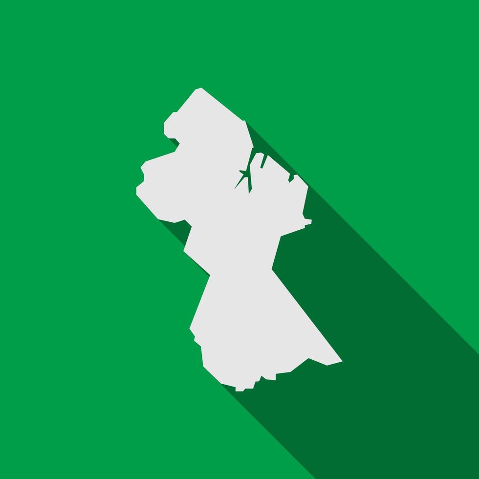 guyana -karta på grön bakgrund med lång skugga vektor