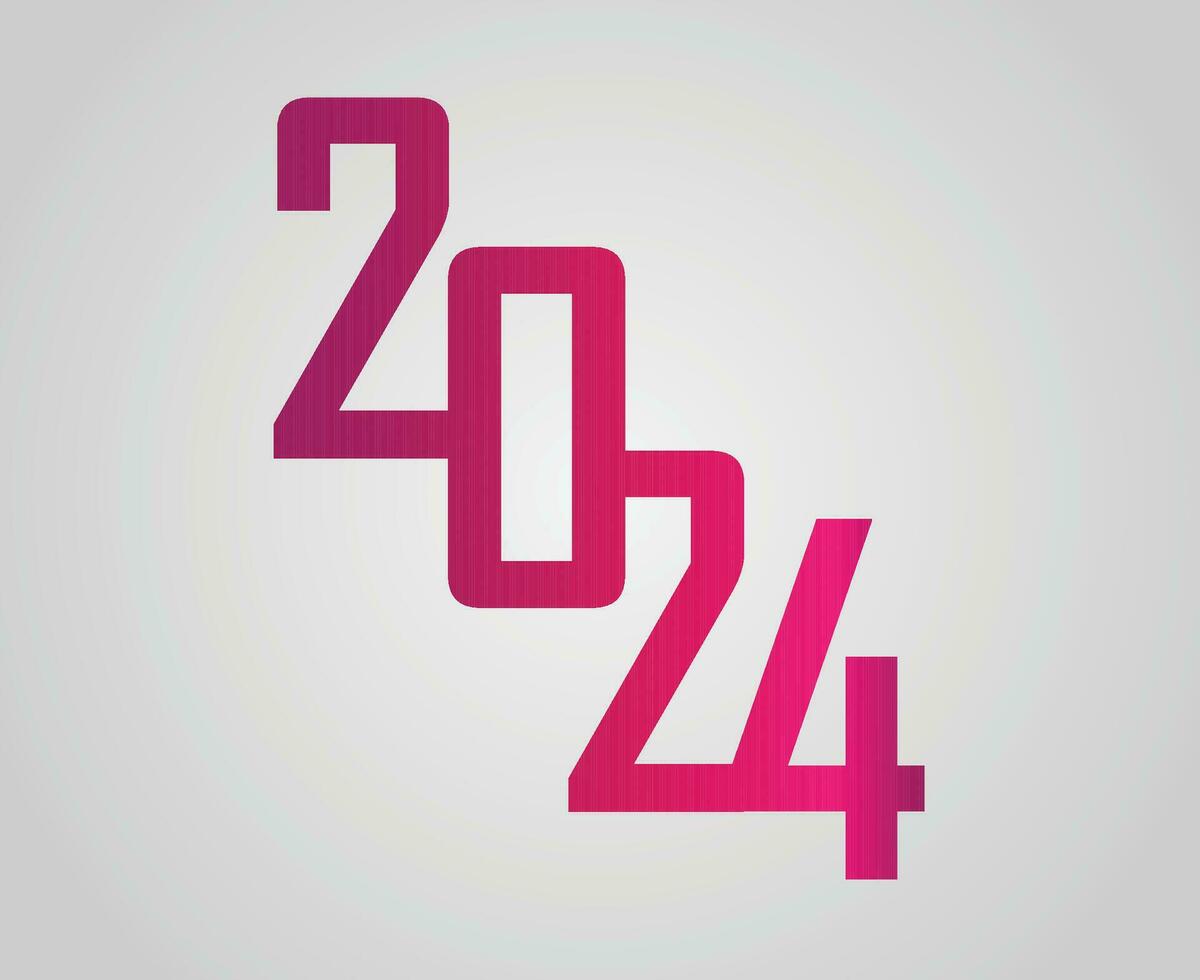 2024 glücklich Neu Jahr abstrakt Rosa Grafik Design Urlaub Vektor Logo Symbol Illustration mit grau Hintergrund