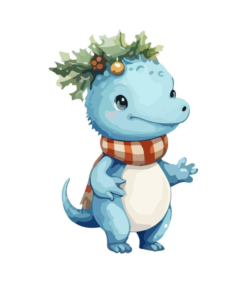 ai generiert Vektor süß Weihnachten Drachen. Symbol von das Neu Jahr.