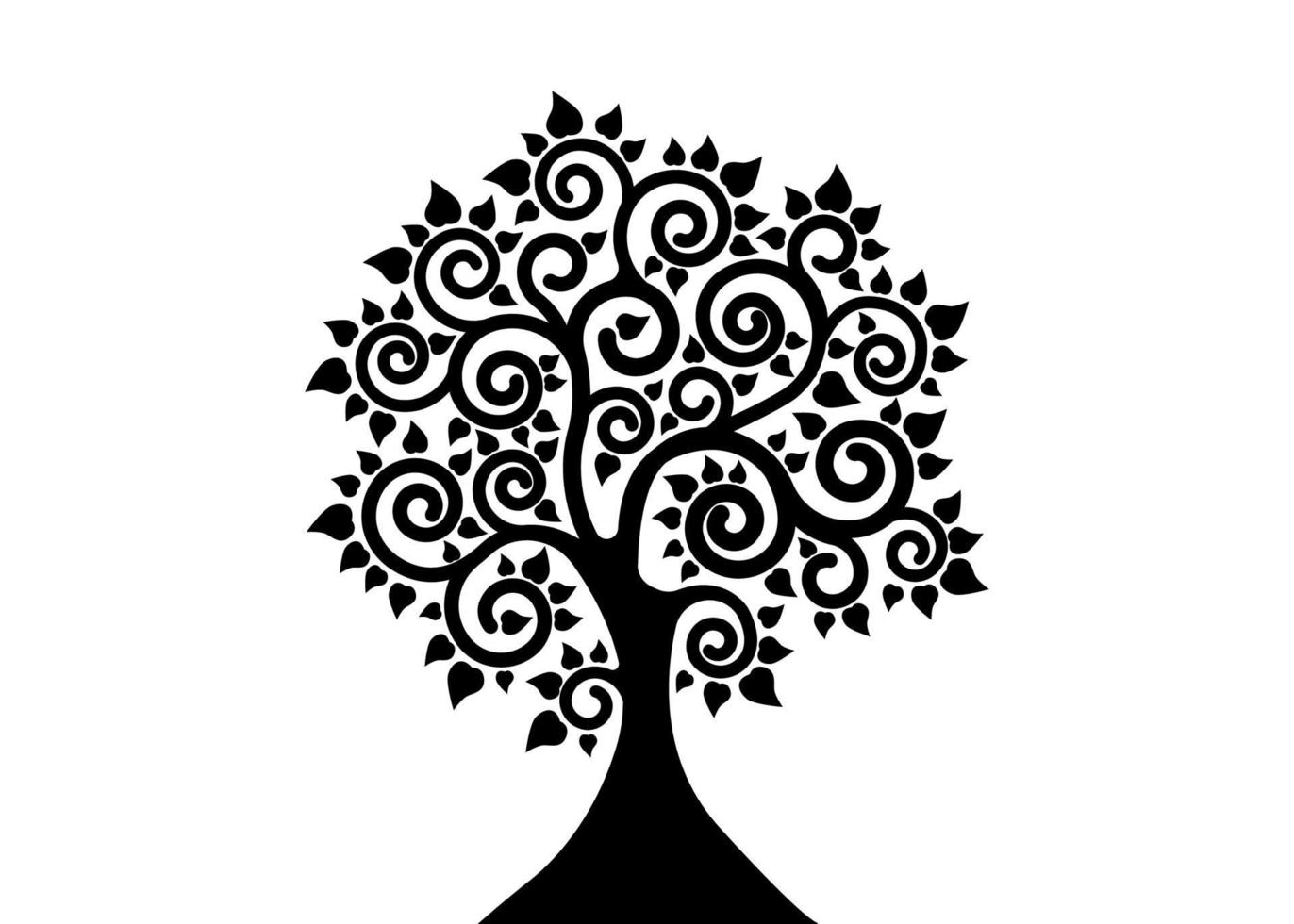 Bodhi -trädets logotypmall, livets trädkoncept, heliga vesak -dagens siluettikonvektor isolerad på vit bakgrund vektor