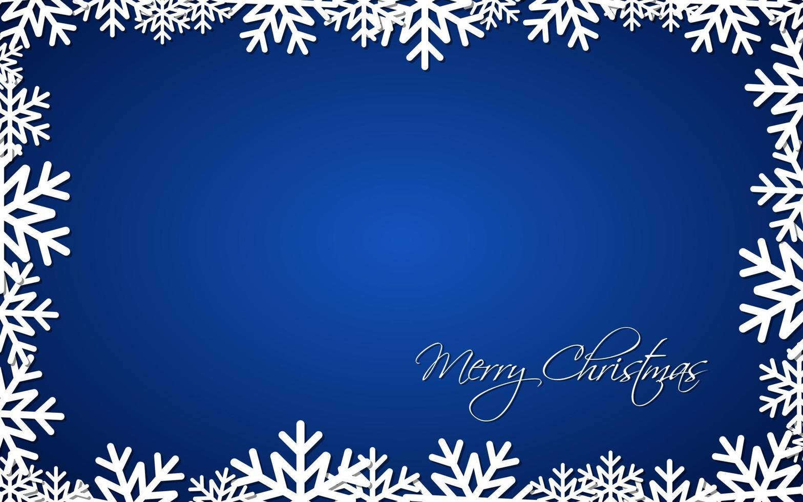 blaue Weihnachtsgeschenkkarte, Frohe Weihnachten-Schneeflocke-Hintergrund mit Platz für Ihre Wünsche, moderne Feiertagsvektorillustration vektor