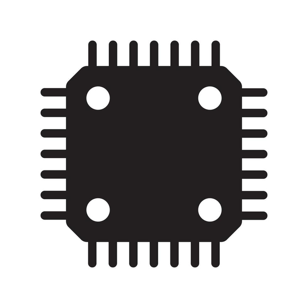 dator chip ikon, cpu mikroprocessor chip ikon. elektronisk chip vektor ikon isolerat på vit bakgrund.