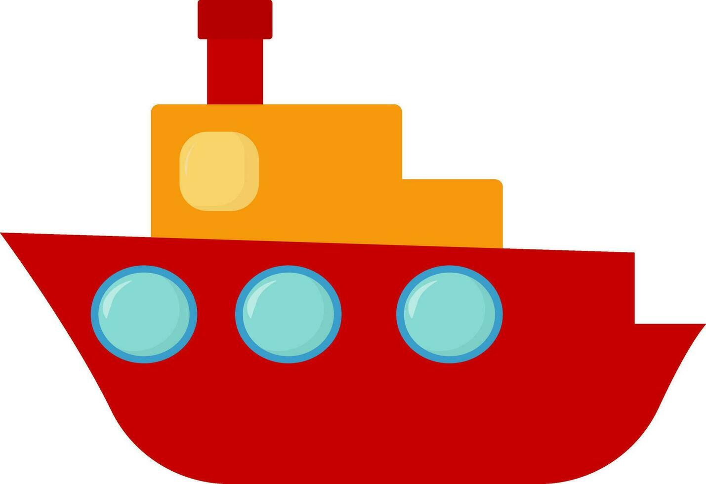 Clip Art von ein süß braun Kreuzfahrt Schiff einstellen isoliert auf Weiß Hintergrund angesehen von das Seite, Vektor oder Farbe Illustration