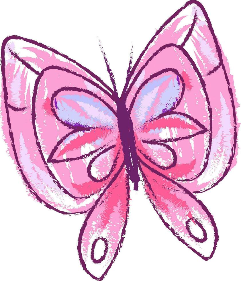 Zeichnung von ein Rosa Schmetterling isoliert auf Weiß Hintergrund angesehen von das Vorderseite, Vektor oder Farbe Illustration