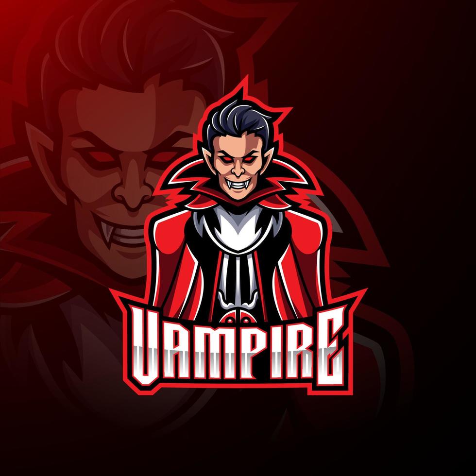 Vampir-Esport-Maskottchen-Logo-Design vektor