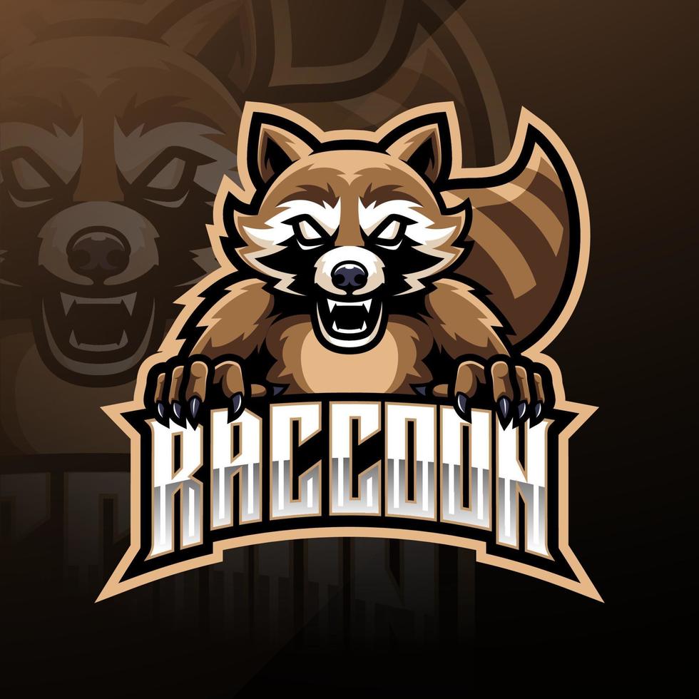 Waschbär-Esport-Maskottchen-Logo-Design vektor