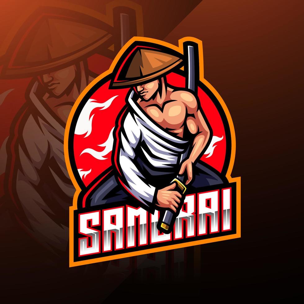 Samurai-Esport-Maskottchen-Logo-Design vektor