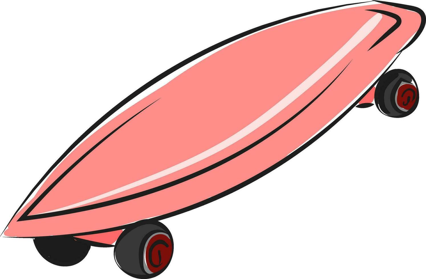 Skateboard zum Mädchen, Vektor oder Farbe Illustration.