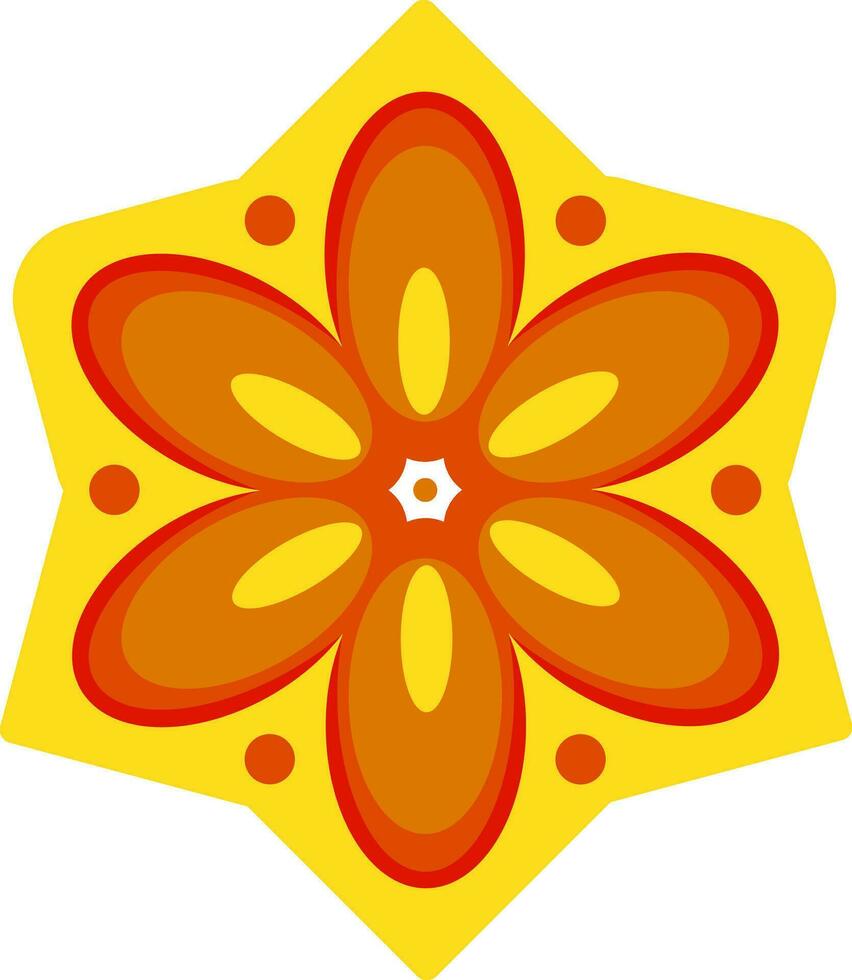 en gul Färg blomma och orange kronblad, vektor eller Färg illustration.