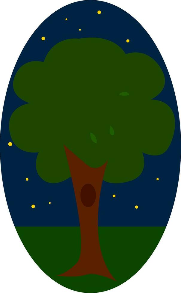 Nacht Baum, Vektor oder Farbe Illustration.