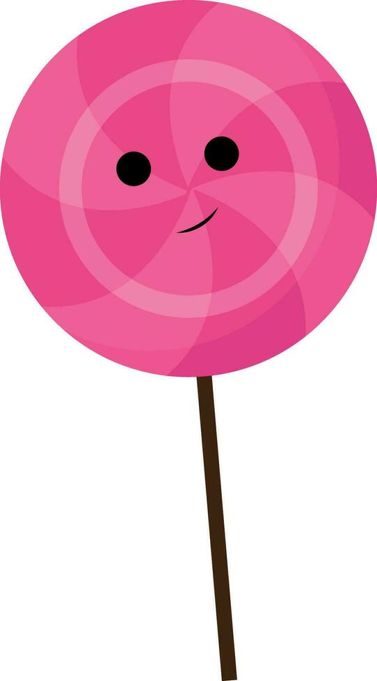 rosa Färg klubba med smiley med svart pinne, vektor eller Färg illustration.