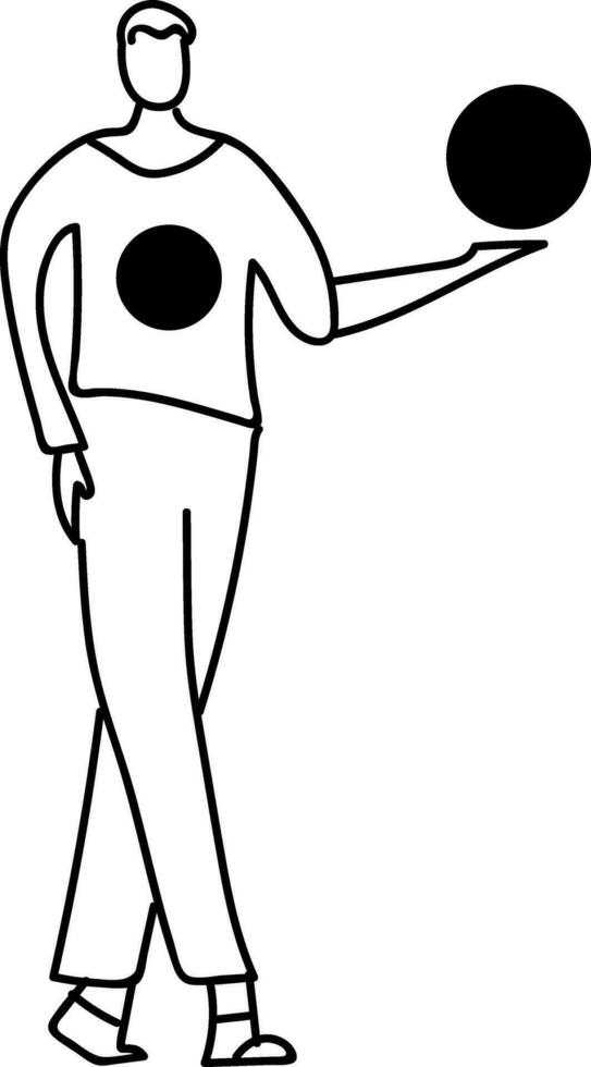 bild av pojke med boll, vektor eller Färg illustration.