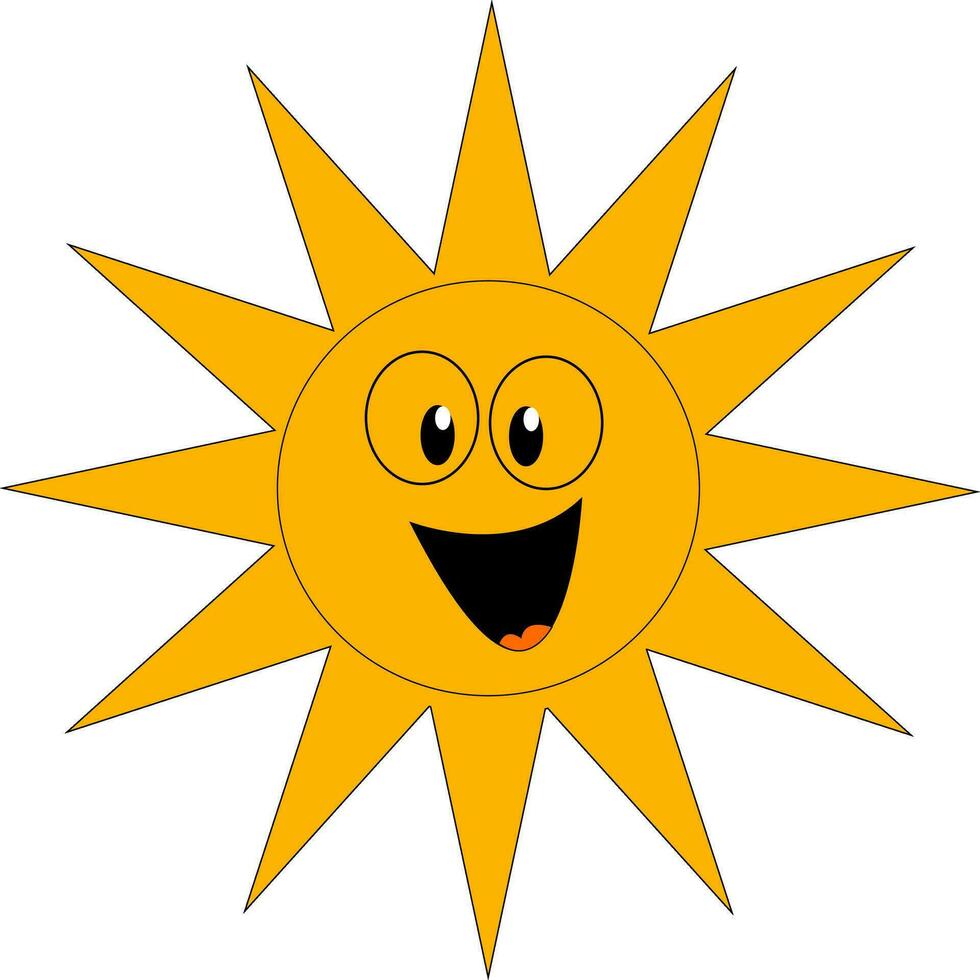 ClipArt av en skrattande gul Sol vektor eller Färg illustration