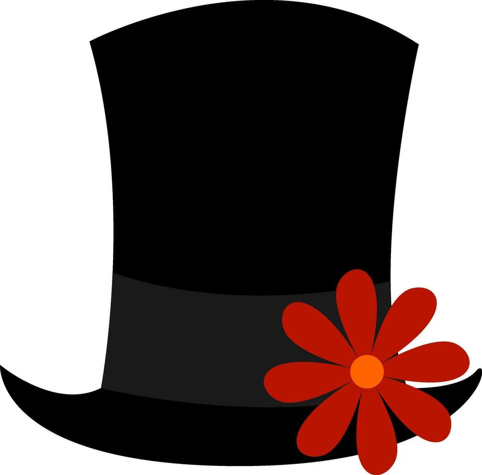 schwarz Hut mit Blume , Vektor oder Farbe Illustration