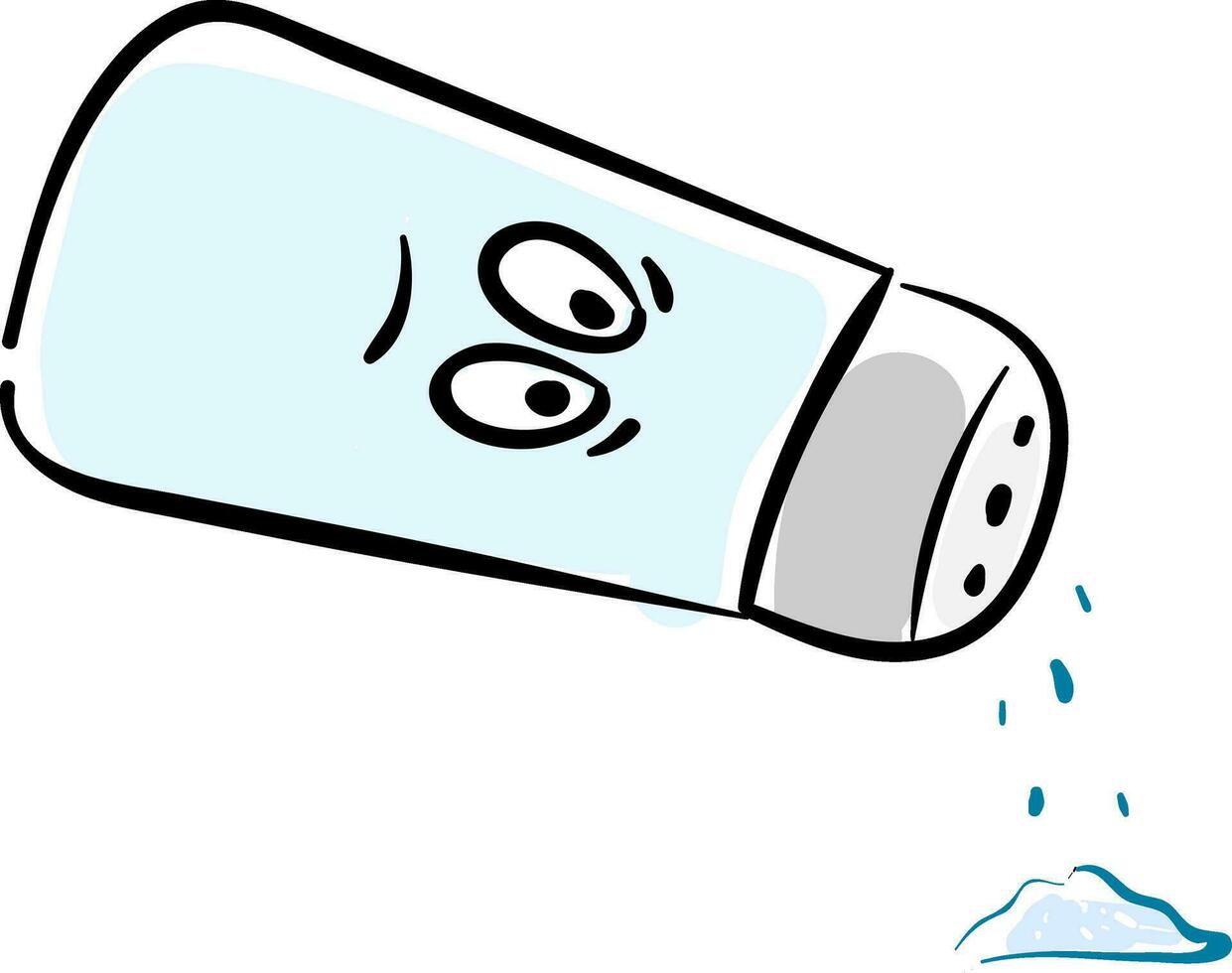 emoji av en ledsen blåfärgad salt shaker vektor eller Färg illustration