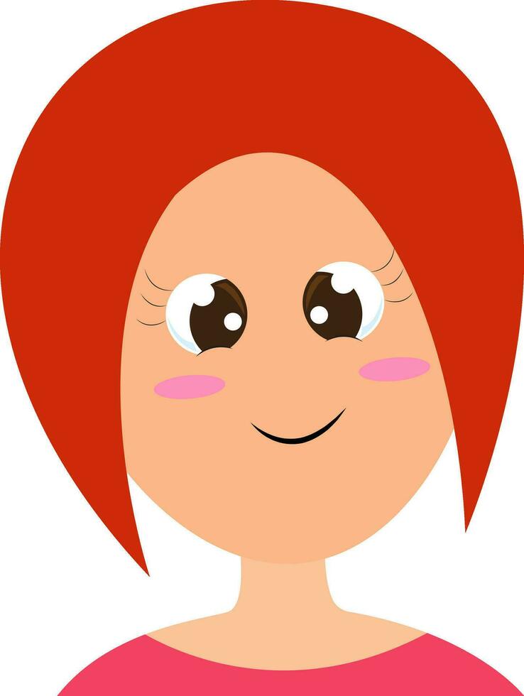 ClipArt av en leende kvinna med röd hår uppsättning över isolerat vit bakgrund vektor eller Färg illustration